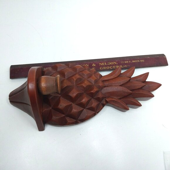 Fritch Hand-Carved Pineapple Wooden Wall Candle Sconce Candle Stick Holder - Picture 4 of 7